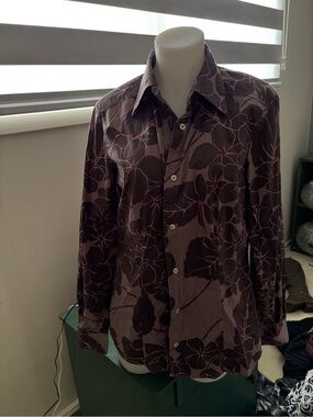 Etro Dark Plum Floral Button-Up Shirt sz 42